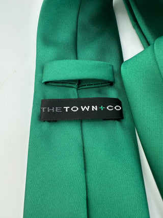 UVU The Town + Co Green Necktie Solid Logo Tip 100% Polyester