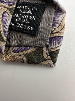 Nubio Silk Tie Green Purple Oval Geometric Pattern Italian Luxury Necktie