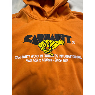 Carhartt WIP Runner Hoodie Orange Hokkaido Cheetah Graphic Pullover Streetwear