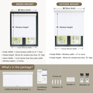 SUNOFF Cordless Blackout Roller Shade Blind 48" W x 80" L – Matte Black