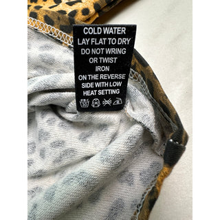 Womens Leopard Print Studded V Neck Long Sleeve Tunic Top Animal Print