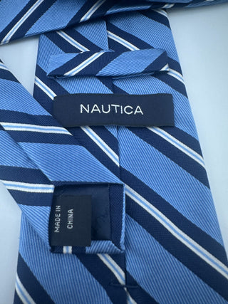 Nautica Blue Striped Silk Tie