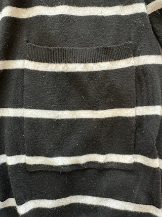 Nine West Black and White Striped Long Cardigan Sweater Size