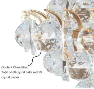 Modern Gold Crystal Chandelier Hanging Pendant Light Adjustable Chain 15"