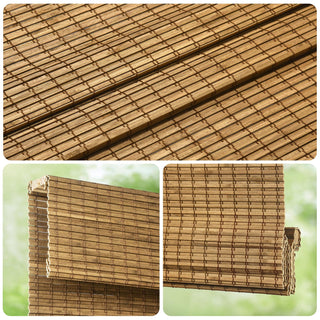LazBlinds 20x64 Cordless Bamboo Roman Shade Room Darkening Highfield Teak