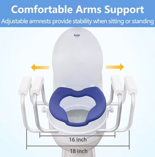 Soaids 5" Raised Toilet Seat with Handles Padded Cushion Round 300 lb Seniors