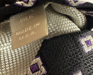 Preppy Nordstrom 100% Silk Tie Black Purple Geometric 59"
