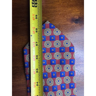 Robert Talbott Best of Class Silk Tie Red Blue Medallion Geometric USA 58