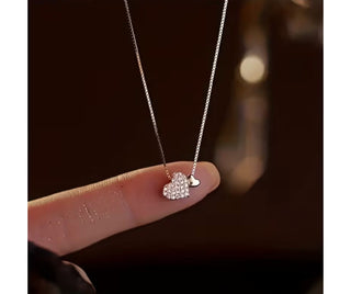 925 Sterling Silver Dainty Heart Necklace Minimalist CZ Pendant Gift for Her
