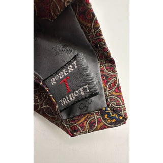 Robert Talbott Best of Class Silk Tie Burgundy Gold Medallion Geometric Italy