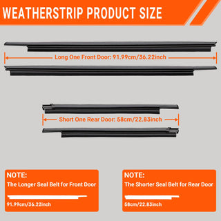 2007-2020 Toyota Tundra Double Cab Window Weatherstrip Molding Trim Seal 4PC
