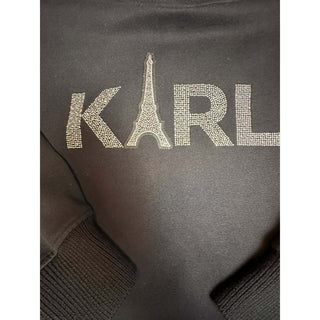 Karl Lagerfeld Paris Black Cotton Sweatshirt Rhinestone M
