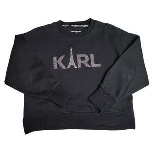 Karl Lagerfeld Paris Black Cotton Sweatshirt Rhinestone M