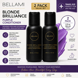 Bellami Blonde Brilliance Purple Conditioner 2-Pack Travel Size 1oz Extensions
