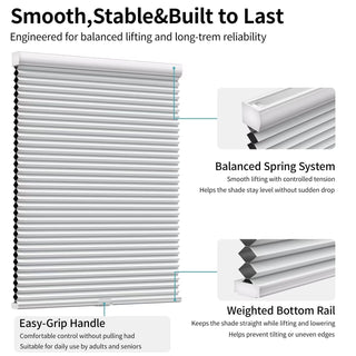 Cordless Honeycomb Cellular Window Shade with Thermal Insulation and UV Blocking