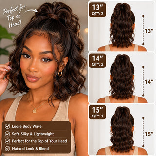 Hair Bundles Loose Body Wave Natural Brown Color Soft & Silky 100%