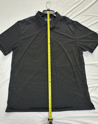 PGA TOUR Men's XL Black and White Striped Golf Polo Shirt