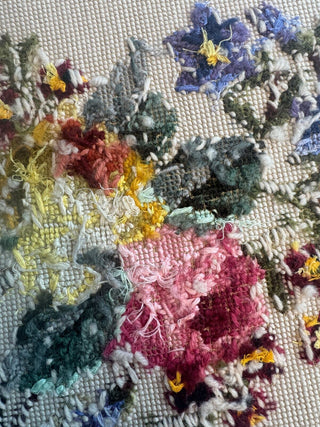Vintage Floral Needlepoint Tapestry Pair Roses Flowers Handmade Wall Art