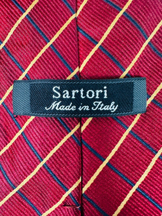Sartori Made in Italy Silk Red Plaid Necktie Men’s Tie 60"