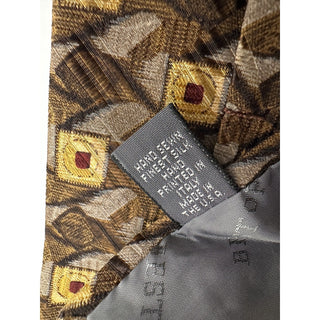 Robert Talbott Nordstrom Silk Tie Brown Gold Geometric Abstract USA