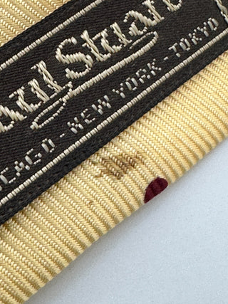 Paul Stuart Silk Tie Cream Burgundy Polka Dot Classic Made USA Mens
