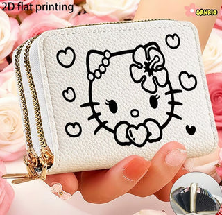 Sanrio Hello Kitty White Leather Zip Wallet with Gold Accents