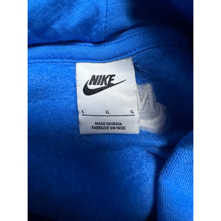 Nike Men’s L Blue Fleece Pullover Hoodie Orange Embroidered Logo FA220106SHK