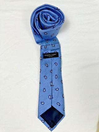 Pronto Uomo Blue Silk Paisley Pattern Men's Tie - Elegant