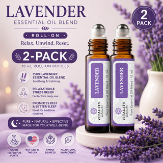 2-Pack Vitality Extracts Lavender Essential Oil Roll On 10mL Pure Blend