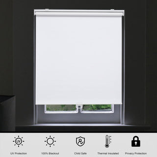 Cordless White Roller Shade Window Blind for Child and Pet Safety 30.5x72"