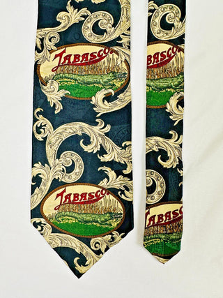 Tabasco Hot Sauce Silk Tie Vintage Novelty Black Gold Mens