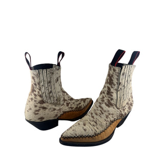 Rio Lata Cowhide Hair On Hide Western Ankle Boots Pointed Toe Made Mexico