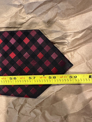 Sean John Red Black Diamond Check Silk Tie Men’s Classic Necktie