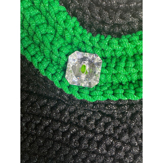 Handmade Crochet Purse Black Green Gold Chain Shoulder Bag Crystal Clasp