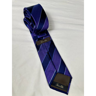 Tasso Elba Men's Purple Stripe Self Tied Classic 100% Silk Tie 58"