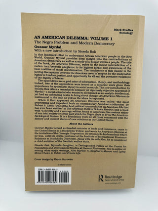 An American Dilemma Vol 1 Gunnar Myrdal 2017 PB Routledge