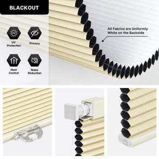 LazBlinds No Drill Blackout Cellular Shades 36x48 Cordless Honeycomb Blind Cream