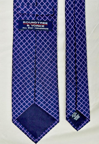 Roundtree & Yorke Handmade All Silk Blue and Pink Grid Tie