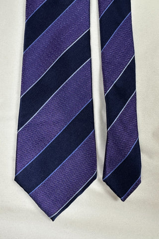 Tasso Elba Purple and Navy Striped Silk Tie - Formal Men's