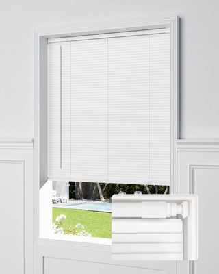 UNISHADES No Drill Cordless Mini Blinds 33.5x64 White 1" Vinyl Privacy Inside