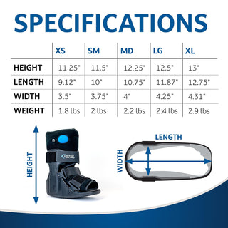United Ortho Short Air CAM Walker Fracture Boot Small Black Pneumatic Walking Boot