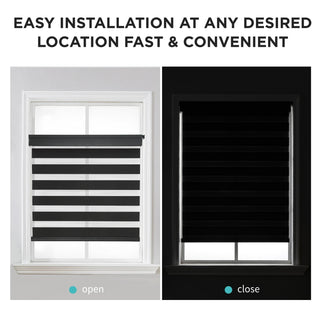 Joydeco No Drill Zebra Blinds 35x75 Black Cordless Day Night Roller Shade