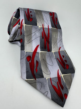 J. Garcia Jerry Garcia Abstract Silk Neck Tie Gray Red Geometric Vintage 59”