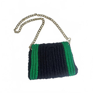 Gold Tokyo Handmade Black Emerald Green Crochet Shoulder Bag