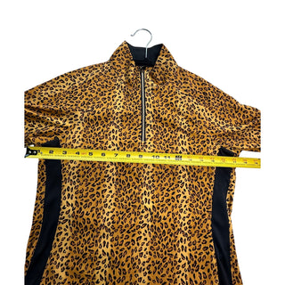 Greg Norman Play Dry Women's S Leopard Print 1/4 Zip Golf Polo Animal Print