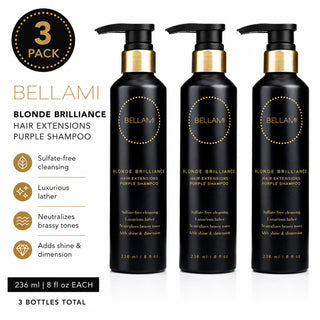 Bellami Blonde Brilliance Purple Shampoo 3-Pack 8oz Sulfate-Free Toning