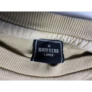 RAWGEAR Men’s Large Beige Ribbed Long Sleeve Shirt Raw Hem Gym Athletic