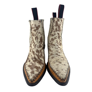 Handcrafted Cowhide Leather Ankle Boots with Pointed Toe