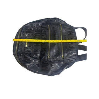 Steve Madden Black Embossed Logo Leather Backpack