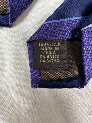 Tasso Elba Purple and Navy Striped Silk Tie - Formal Men's
